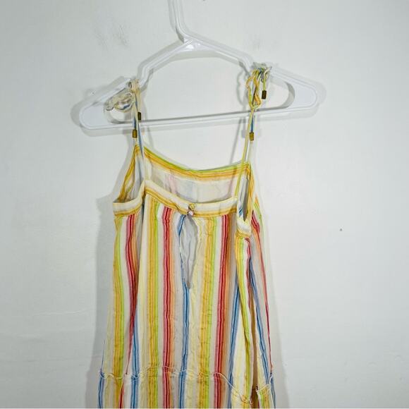 Suboo Playhouse Mini Multicolor Stripe Shoulder Tie Tiered Mini Dress Small - Picture 10 of 11